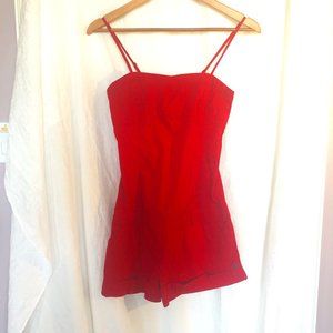 Red Sleeveless Spaghetti Strap Romper Playsuit Shorts (Size M)